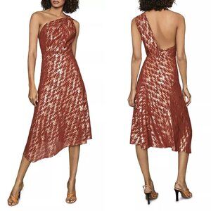 REISS Delilah Metallic One Shoulder Dress
